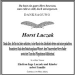 Danksagung Horst Luczak
