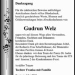 Danksagung Gudrun Welz