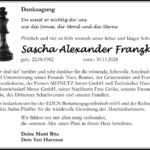 Danksagung Sascha Alexander Franzke