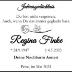 Jahresgedenken Regina Finke