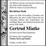 Danksagung Gertrud Miatke