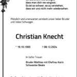 Traueranzeige Christian Knecht