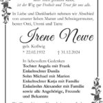 Traueranzeige Irene Newe