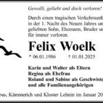 Traueranzeige Felix Woelk