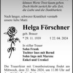 Traueranzeige Helga Förschner