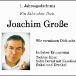 Jahresgedenken Joachim Große