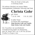 Traueranzeige Christa Gohr