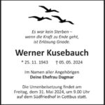 Traueranzeige Werner Kusebauch