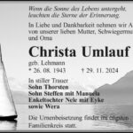 Traueranzeige Christa Umlauf