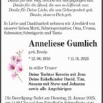 Traueranzeige Anneliese Gumlich