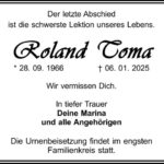 Traueranzeige Roland Toma