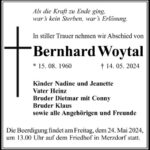 Traueranzeige Bernhard Woytal