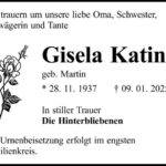 Traueranzeige Gisela Katins