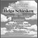 Traueranzeige Helga Schieskow geb. Grätz
