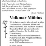 Danksagung Volkmar Möbius