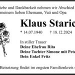 Traueranzeige Klaus Starick