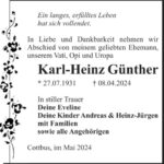 Traueranzeige Karl-Heinz Günther