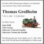 Traueranzeige Thomas Großheim