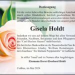 Danksagung Giesela Holdt