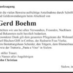 Danksagung Gerd Böhm