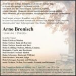 Traueranzeige Arno Bronisch