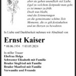 Traueranzeige Ernst Kaiser