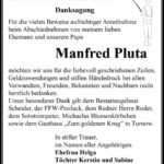 Danksagung Manfred Pluta