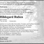 Danksagung Hildegard Ruben geb. Kutzner
