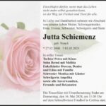 Traueranzeige Jutta Schiemenz geb. Noack