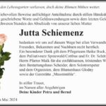 Danksagung Jutta Schiemenz