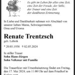 Traueranzeige Renate Trentzsch geb. Lehnik
