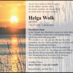 Danksagung Helga Wolk geb. Fielo