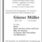 Traueranzeige Günter Müller