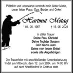 Traueranzeige Hartmut Metag