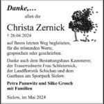 Danksagung Christa Zernick