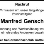Nachruf Manfred Gensch