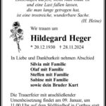 Traueranzeige Hildegard Heger