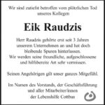 Nachruf Eik Raudzis