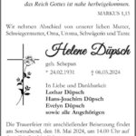 Traueranzeige Helene Düpsch geb. Schepan