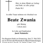 Traueranzeige Beate Zwania geb. Böning