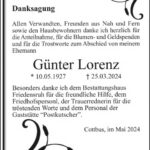 Danksagung Günter Lorenz