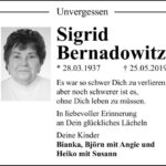 Traueranzeige Sigrid Bernadowitz