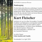 Danksagung Kurt Fleischer