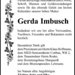 Danksagung Gerda Imbusch