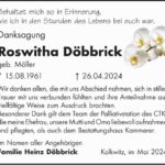Danksagung Roswitha Döbbrick geb. Möller