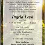 Traueranzeige Ingrid Leyh geb. Wiele