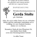 Danksagung Gerda Stolte geb. Scheloske