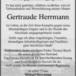 Danksagung Gertraude Herrmann