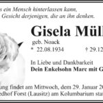 Traueranzeige Giesela Müllrick