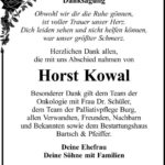 Danksagung Horst Kowal